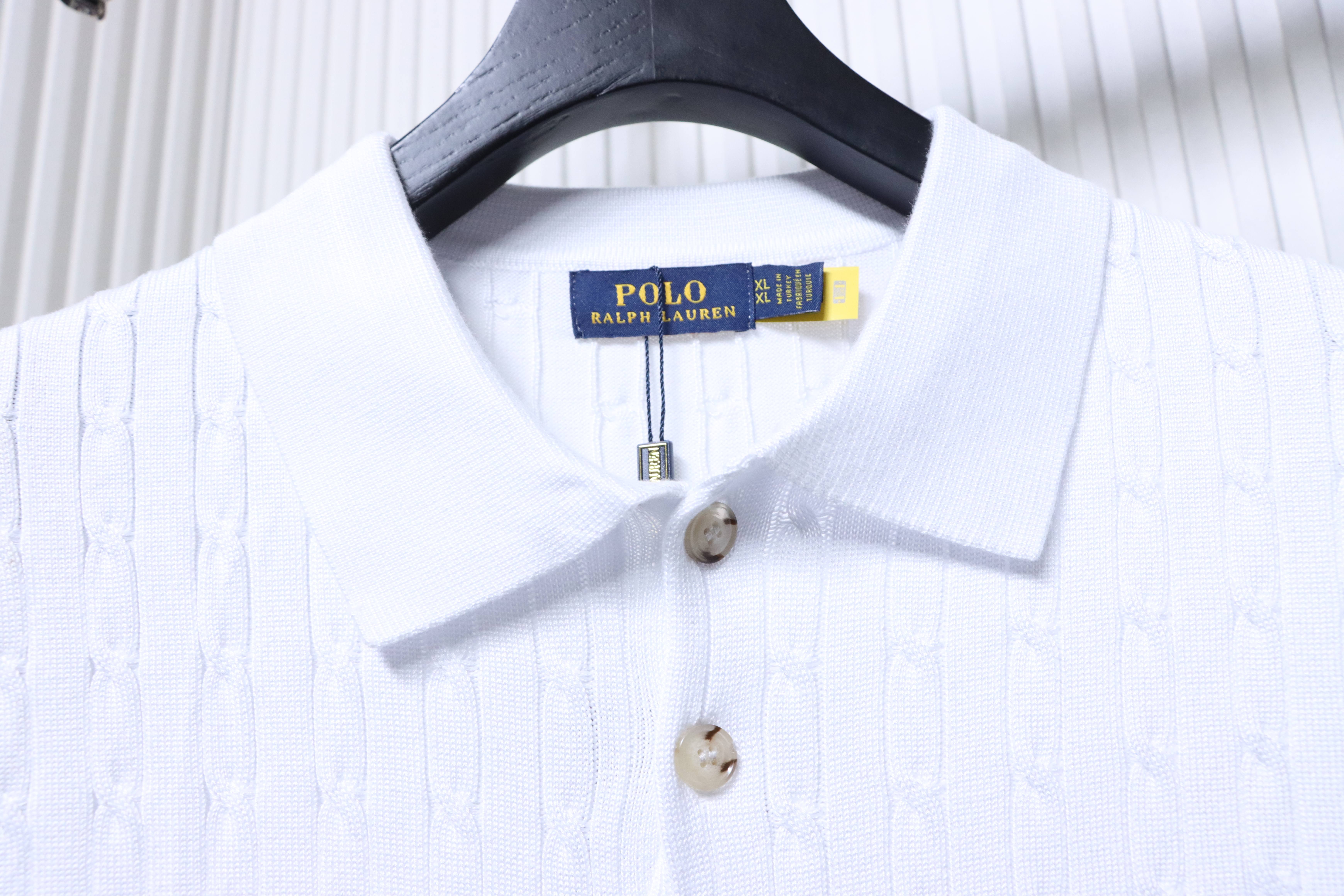 Ralph Lauren Cable-Knit Embroidered Pony Logo Polo Shirt