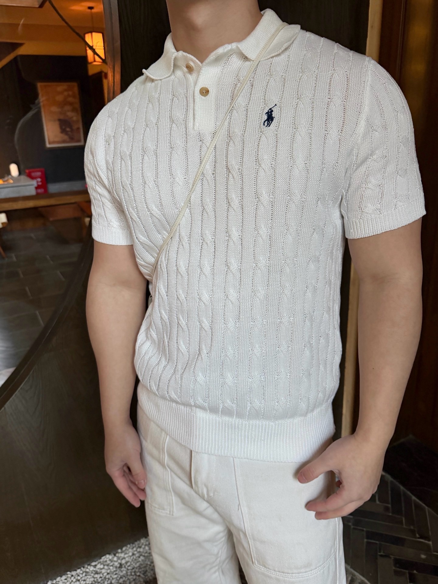 Ralph Lauren Cable-Knit Embroidered Pony Logo Polo Shirt