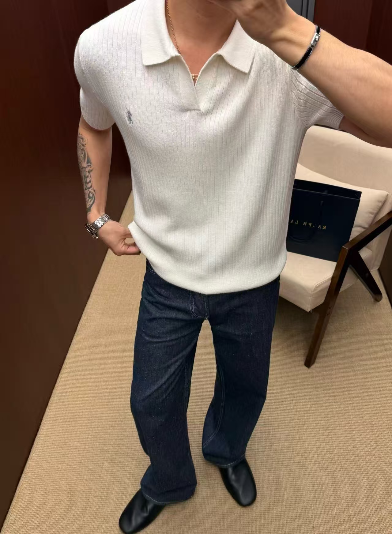 Ralph Lauren Cable-Knit Polo Shirt