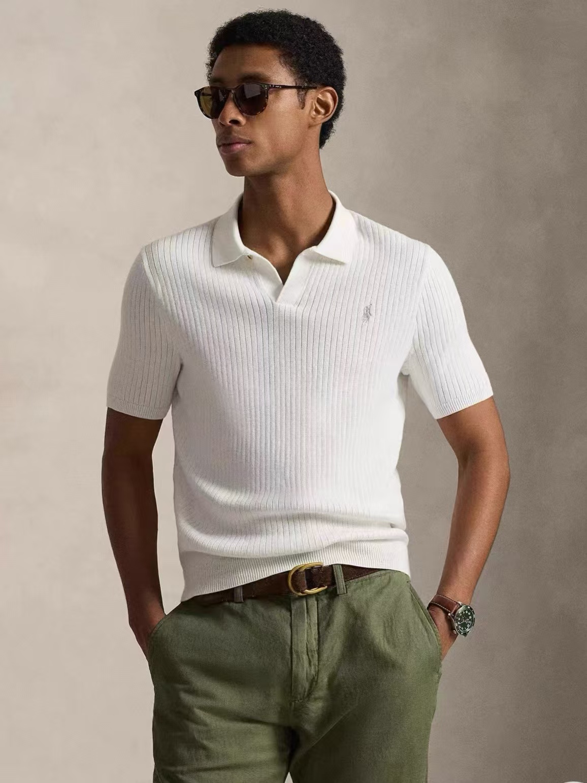 Ralph Lauren Cable-Knit Polo Shirt