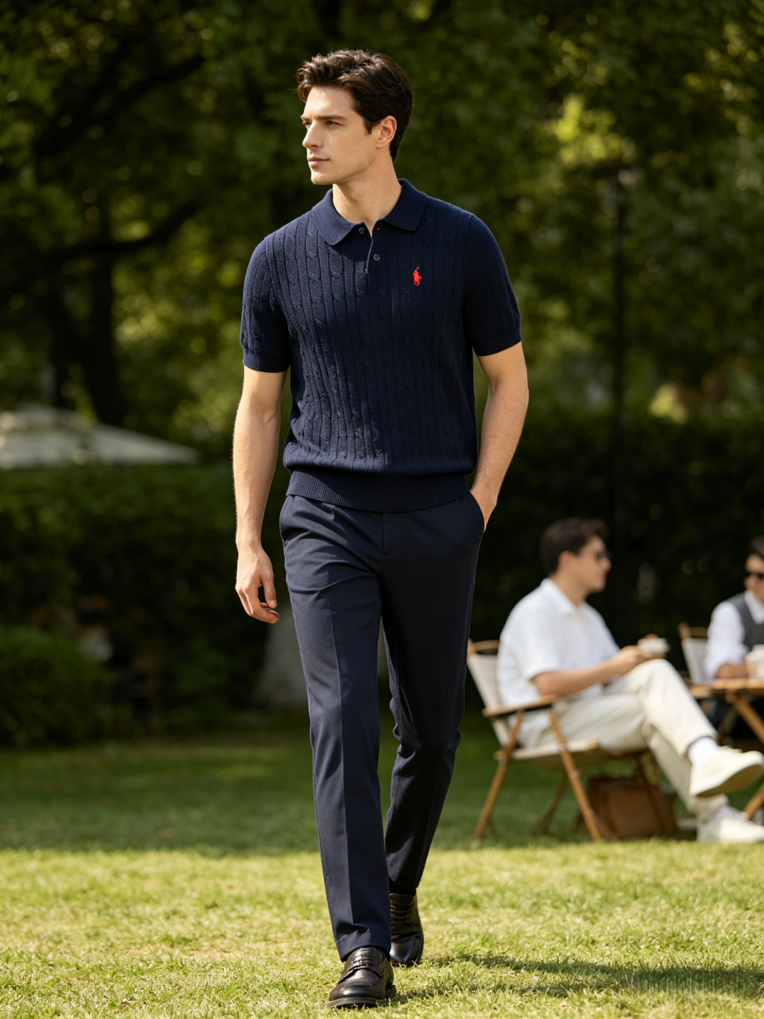 Ralph Lauren Cable-Knit Pony Logo Polo Shirt