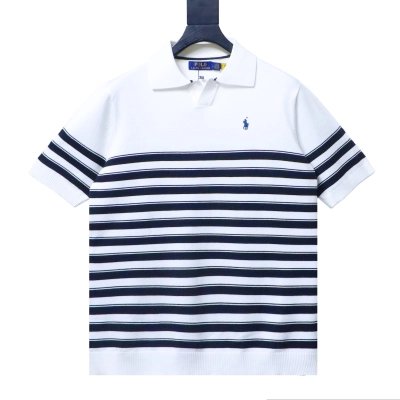 Ralph Lauren Striped Embroidered Pony Logo Polo Shirt 01