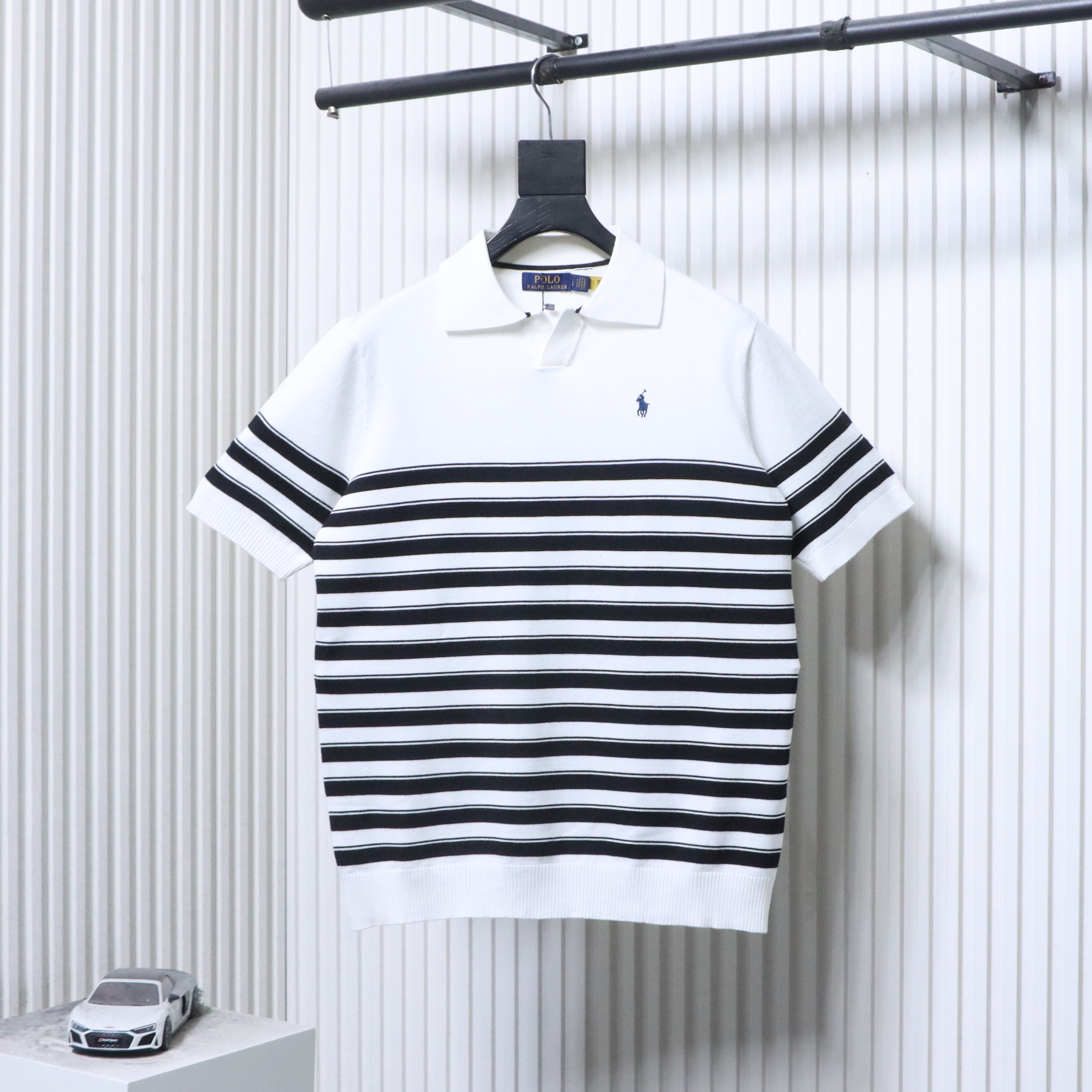 Ralph Lauren Striped Embroidered Pony Logo Polo Shirt