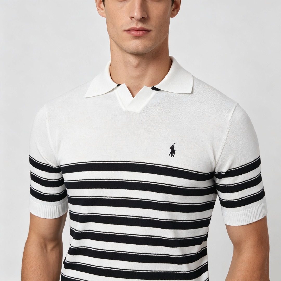 Ralph Lauren Striped Embroidered Pony Logo Polo Shirt