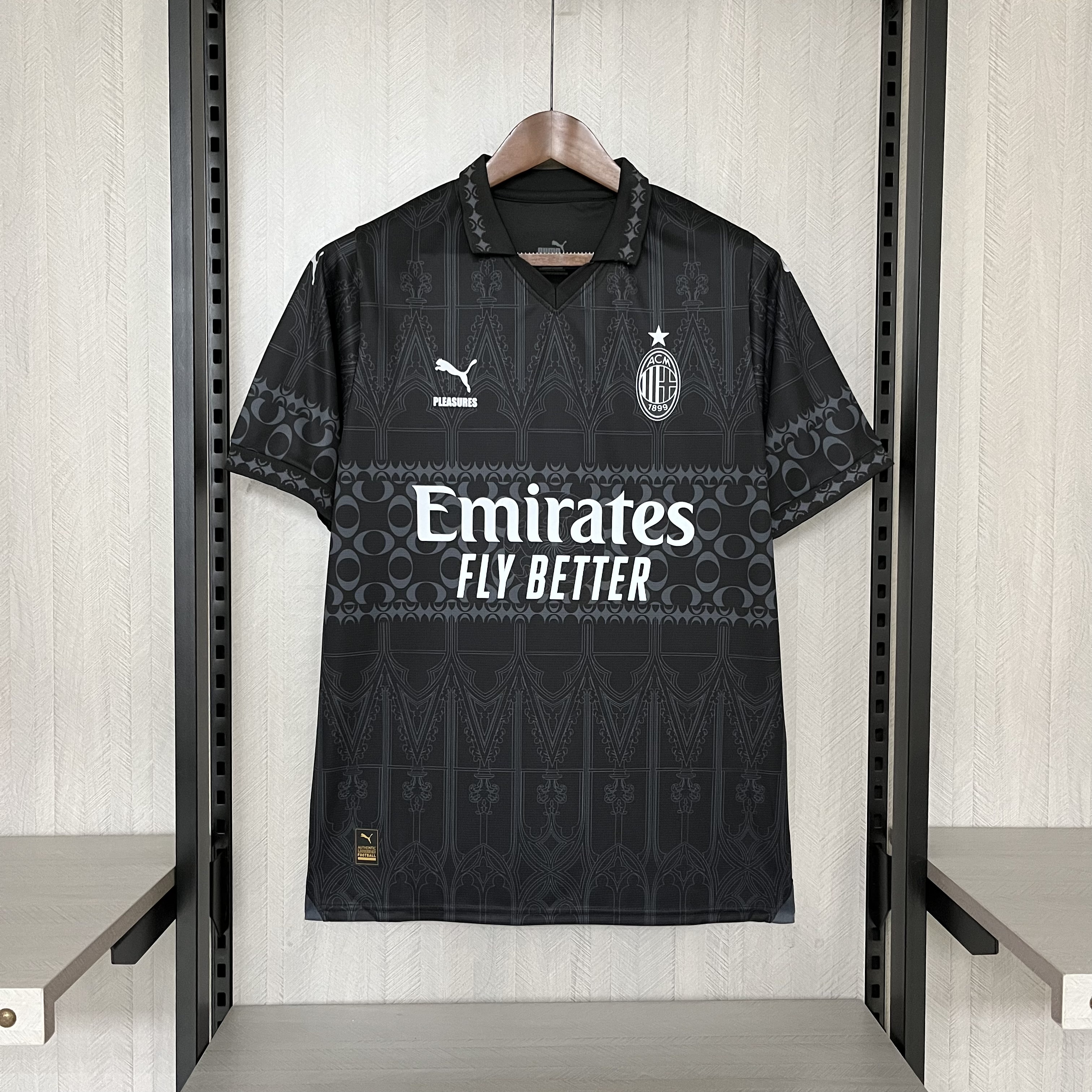 AC Milan Mens Black Joint Edition Jersey