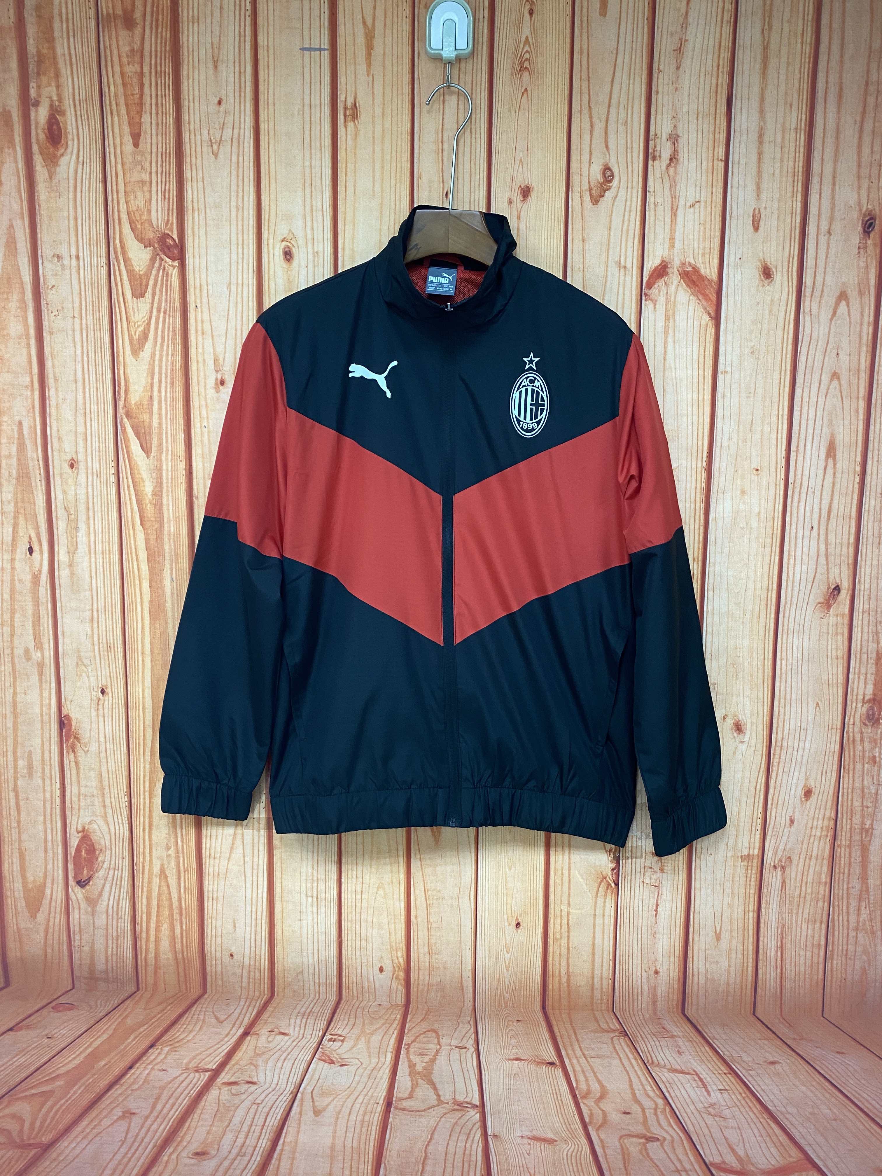 AC Milan Mens Black/White Windbreaker Jacket