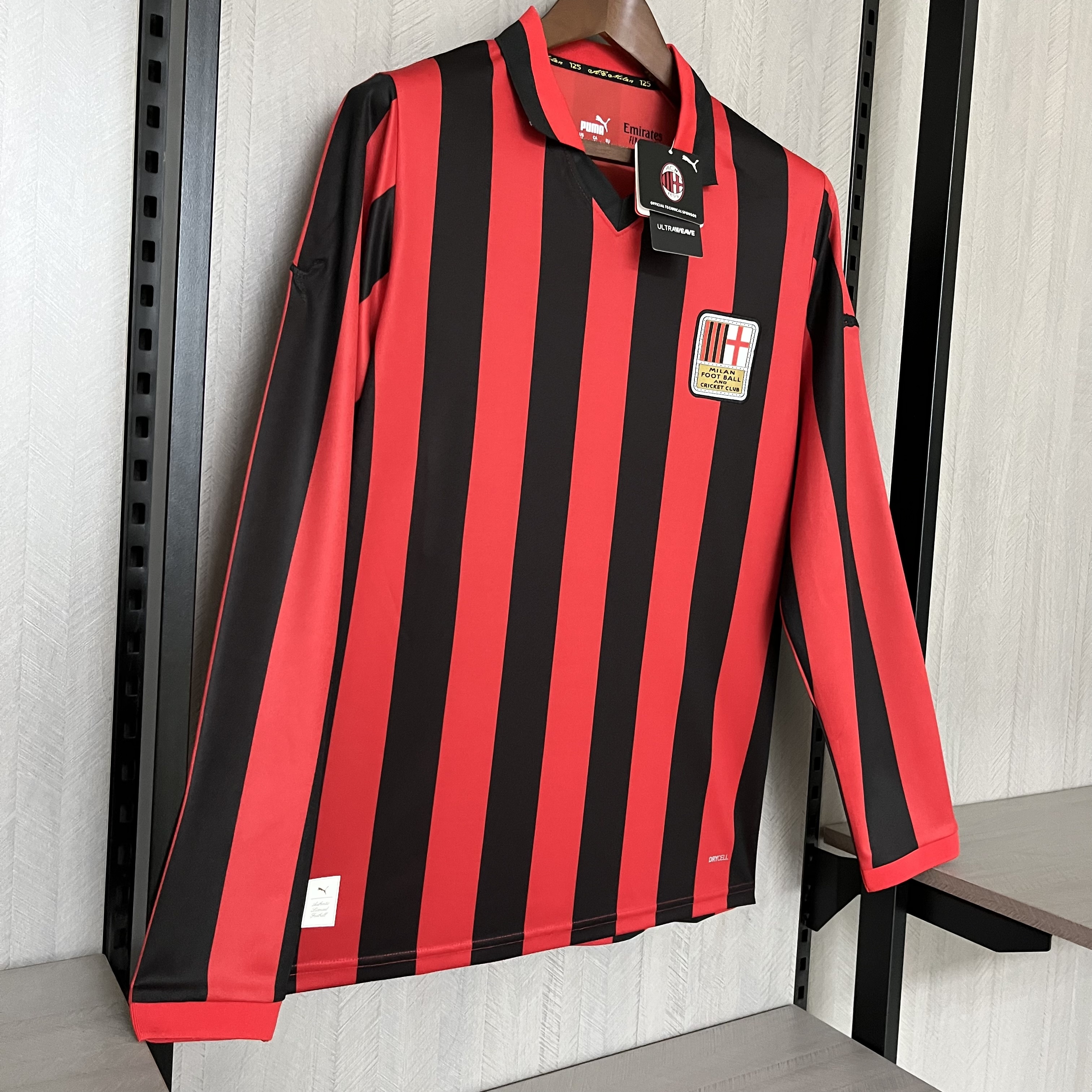 AC Milan Mens Long Sleeve 125th Anniversary Red/Black Jersey