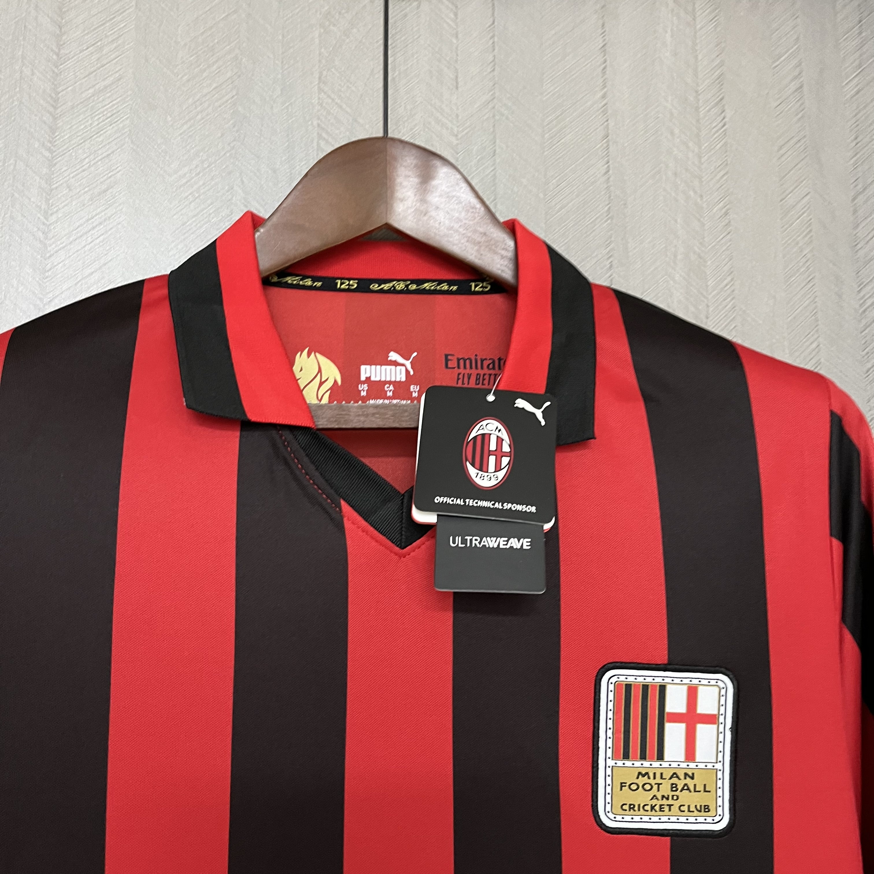 AC Milan Mens Long Sleeve 125th Anniversary Red/Black Jersey