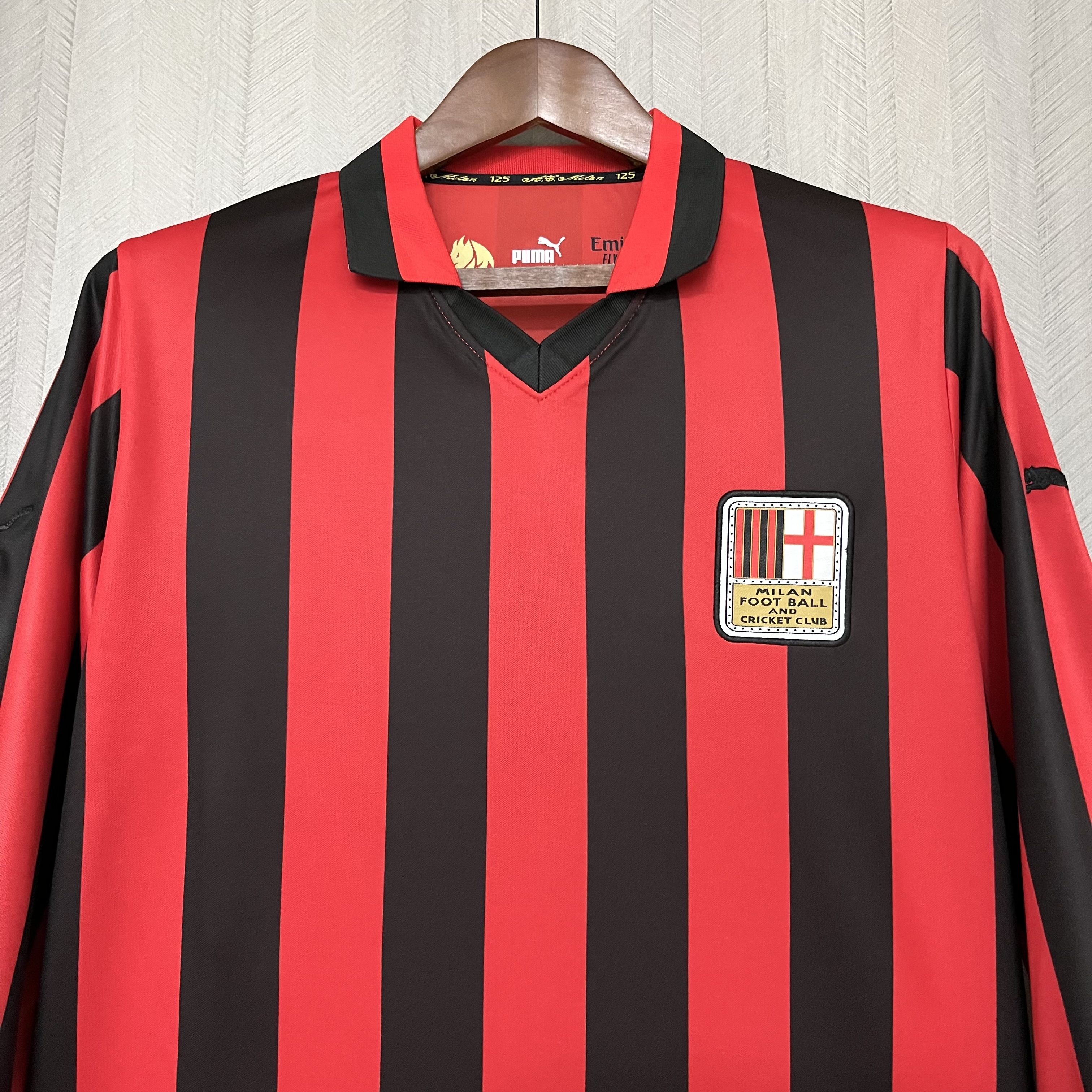 AC Milan Mens Long Sleeve 125th Anniversary Red/Black Jersey