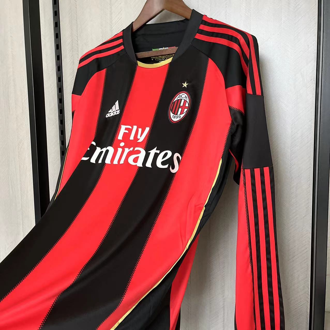 AC Milan Mens Retro Long Sleeve Home Jersey