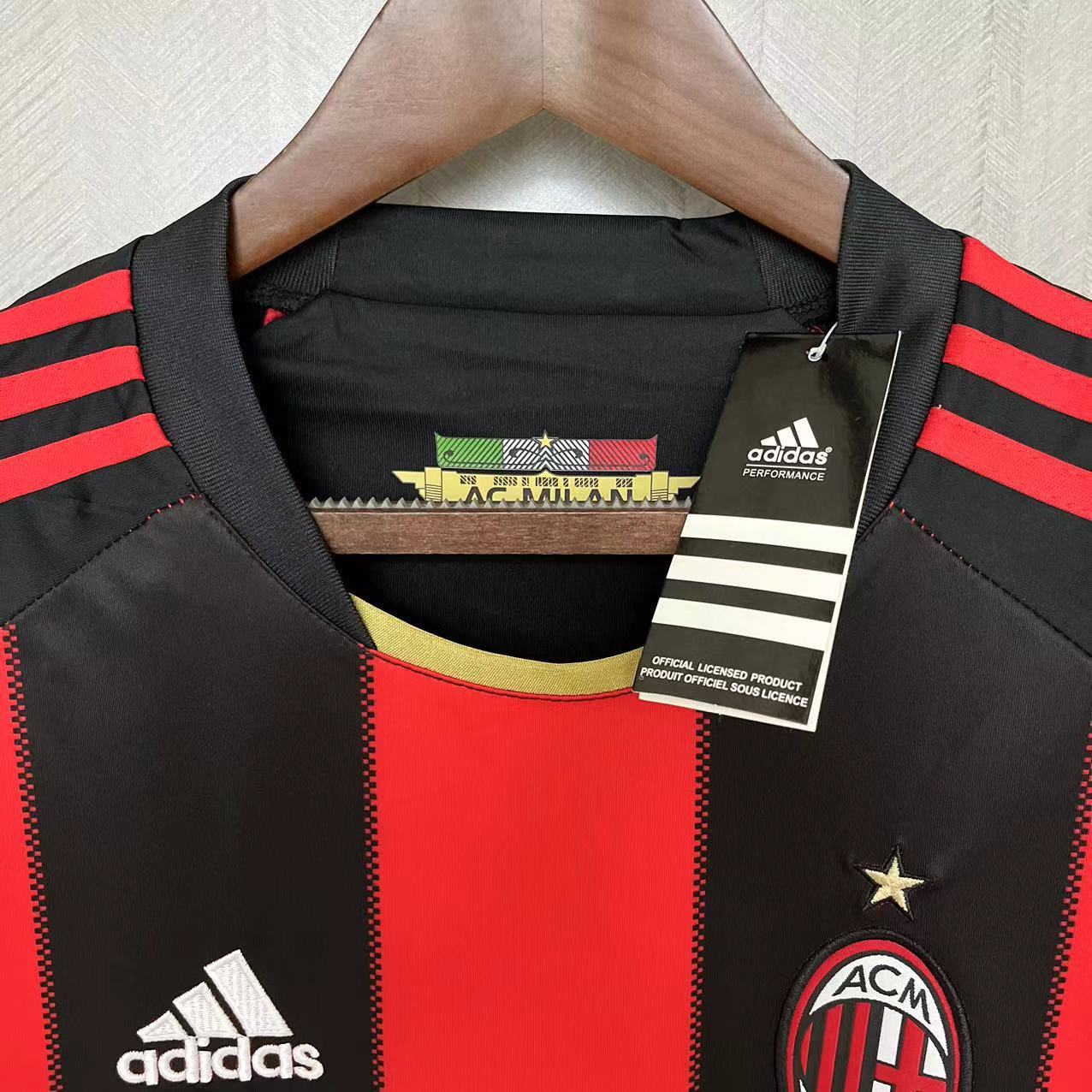 AC Milan Mens Retro Long Sleeve Home Jersey