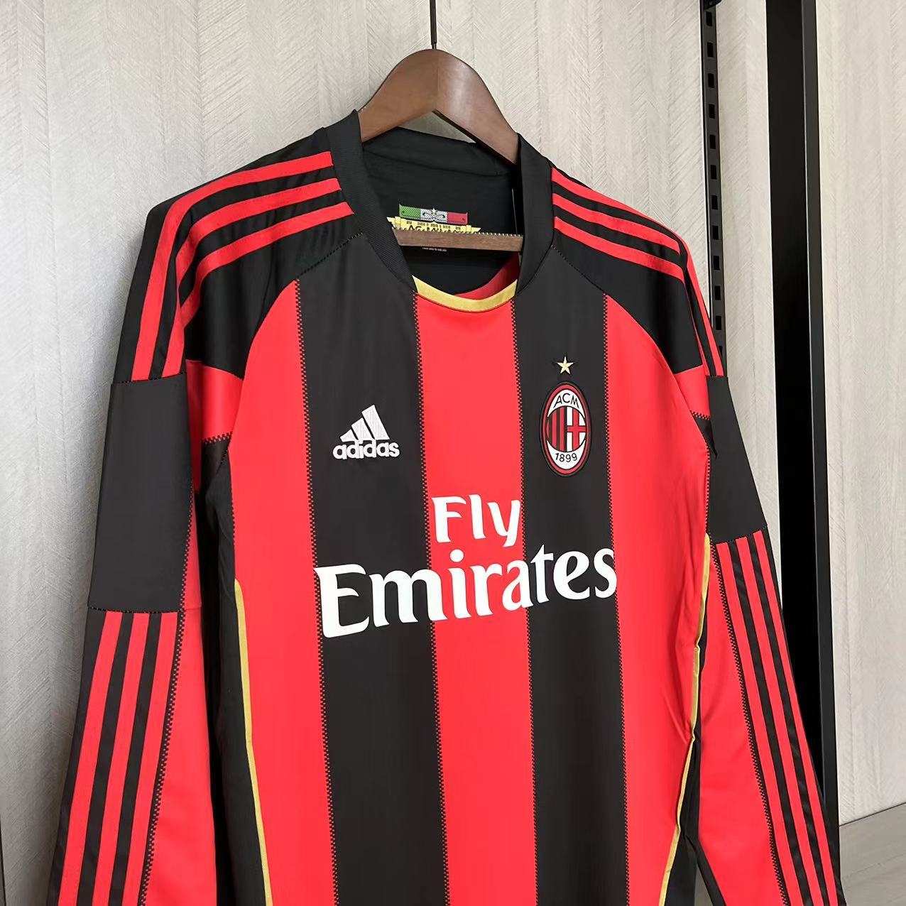 AC Milan Mens Retro Long Sleeve Home Jersey