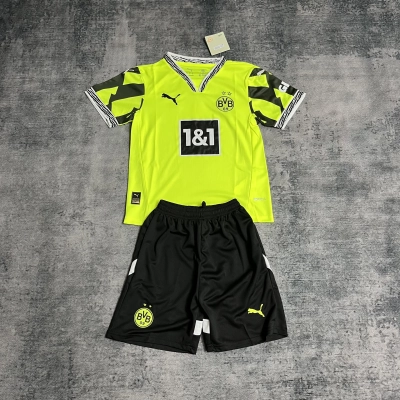 Borussia Dortmund 2025/26 Kids Fluorescent Green Jersey 01