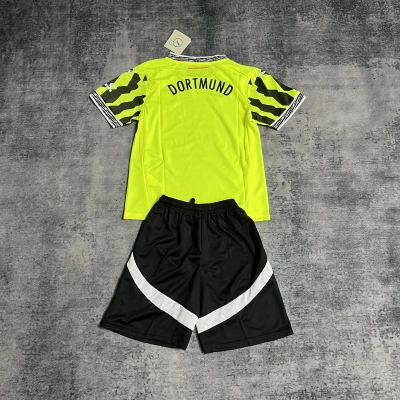 Borussia Dortmund 2025/26 Kids Fluorescent Green Jersey 02