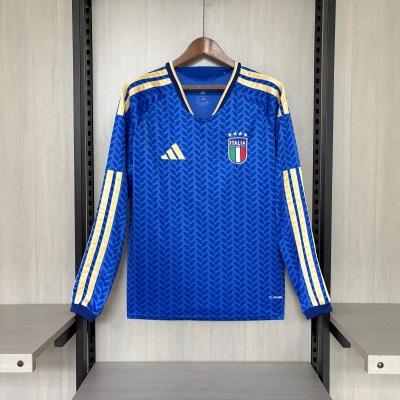 Italy Mens Long Sleeve Home Jersey 01