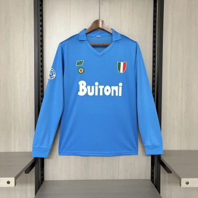 Napoli Mens Retro Long Sleeve Home Jersey 01