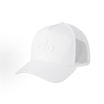 Alo Yoga District Trucker Hat White White 01