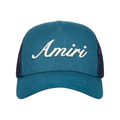 AMIRI Amiri Script Trucker Hat Teal 01