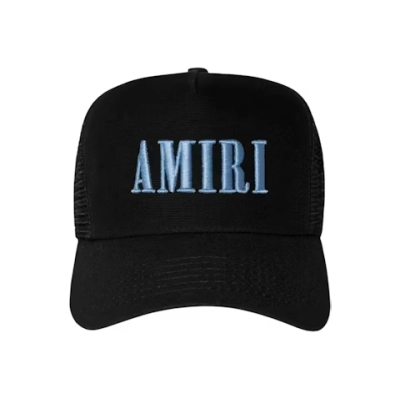 AMIRI Core Logo Trucker Cap Black/Dusty Blue 01