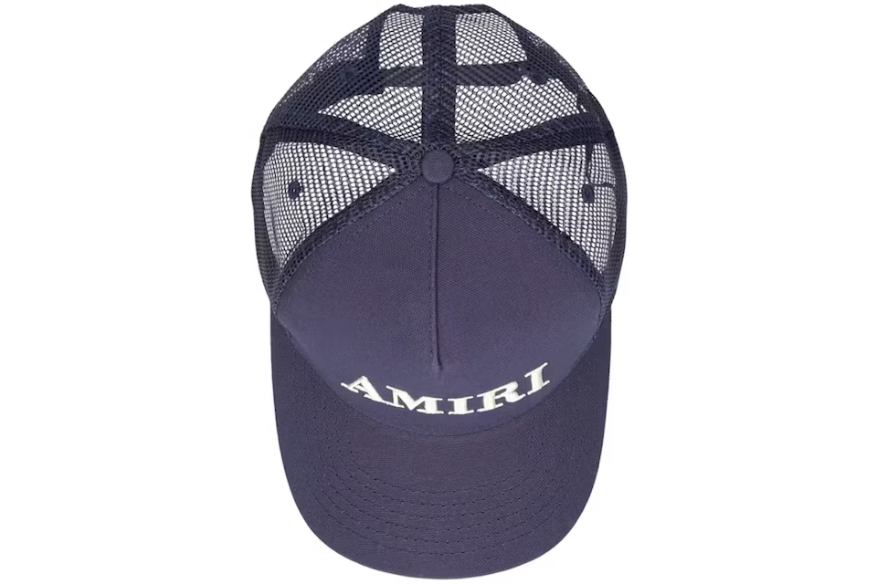 AMIRI Logo Cotton Canvas Trucker Hat Navy