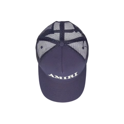AMIRI Logo Cotton Canvas Trucker Hat Navy 02