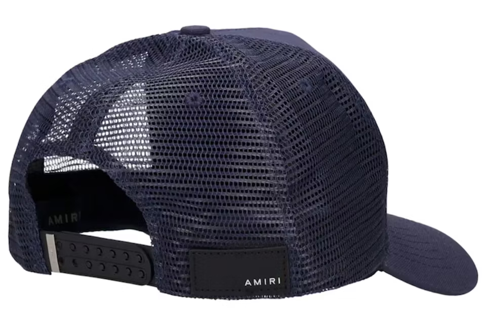 AMIRI Logo Cotton Canvas Trucker Hat Navy