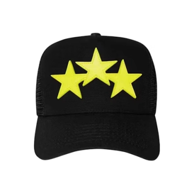 AMIRI Three Star Trucker Hat Black/Lime 01