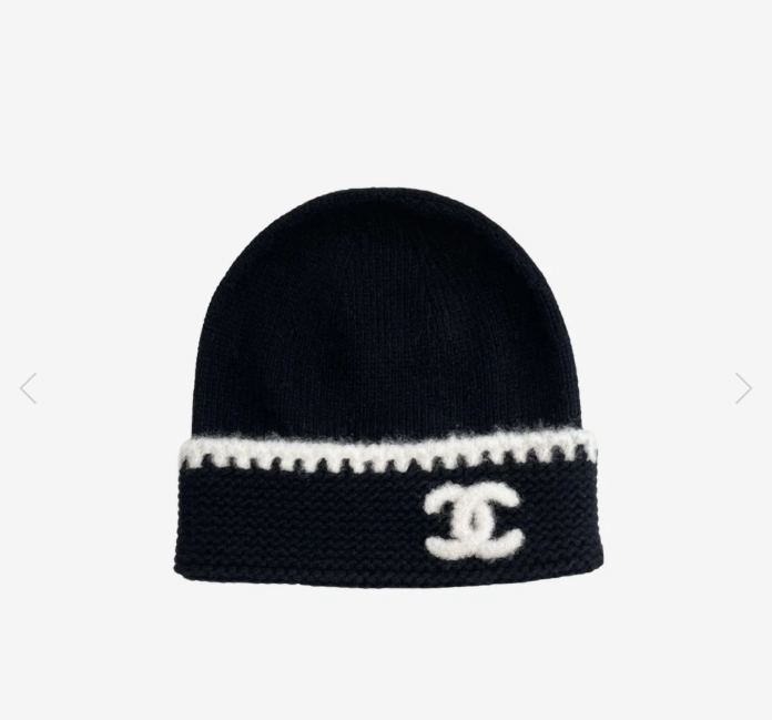 Chanel Beanie Cashmere & Black White