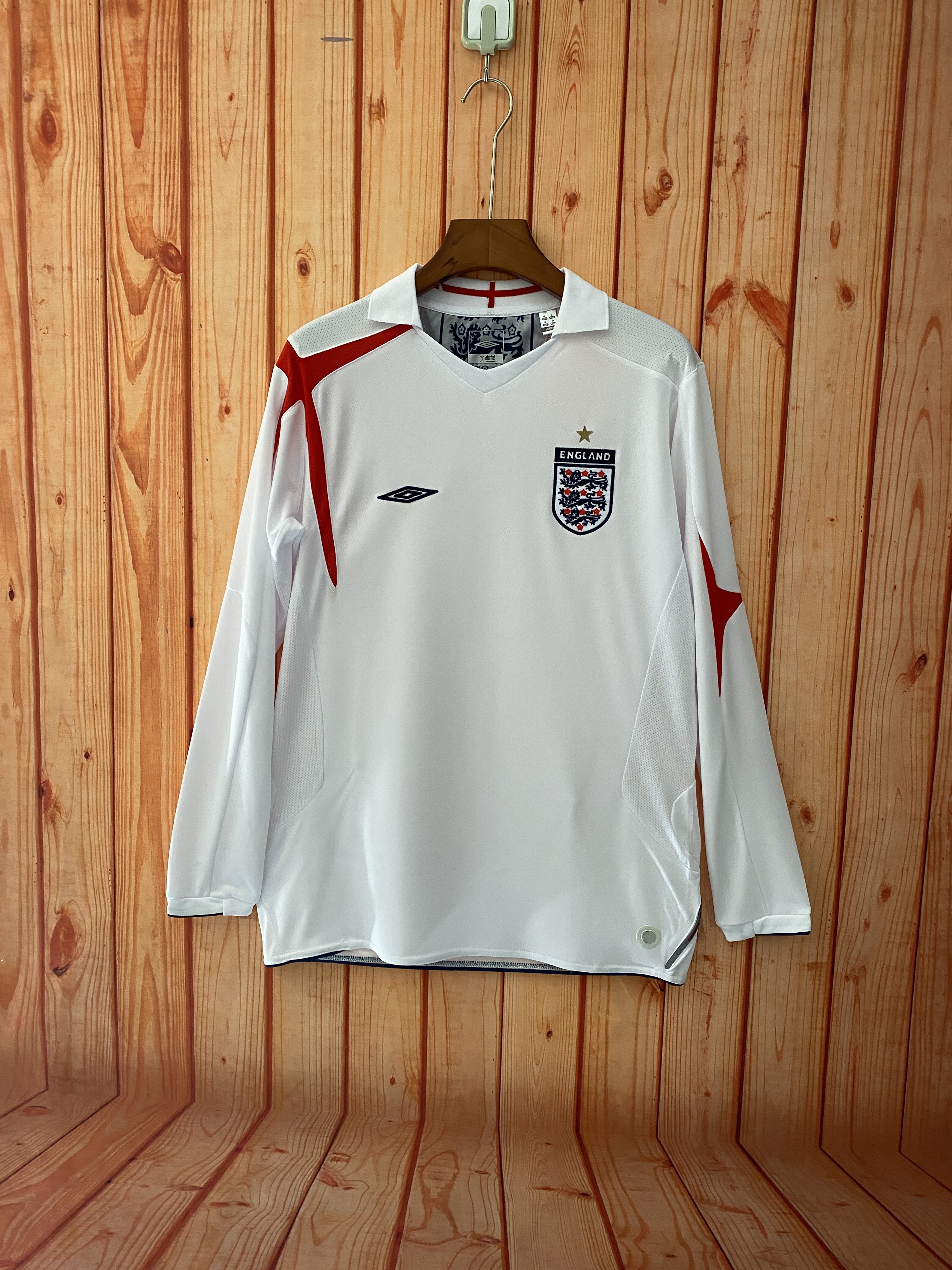 England 2006 Mens Retro Long Sleeve Home Jersey