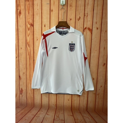 England 2006 Mens Retro Long Sleeve Home Jersey 01