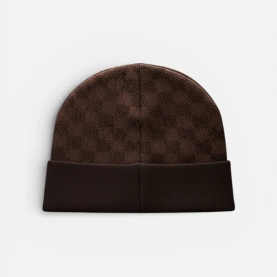 Louis Vuitton Damier Check Pattern Beanie Brown 02