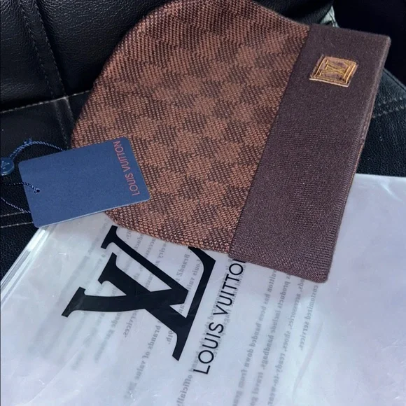 Louis Vuitton Damier Check Pattern Beanie Brown