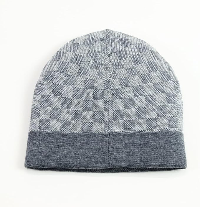 Louis Vuitton LV Petit Damier Label Gray Beanie