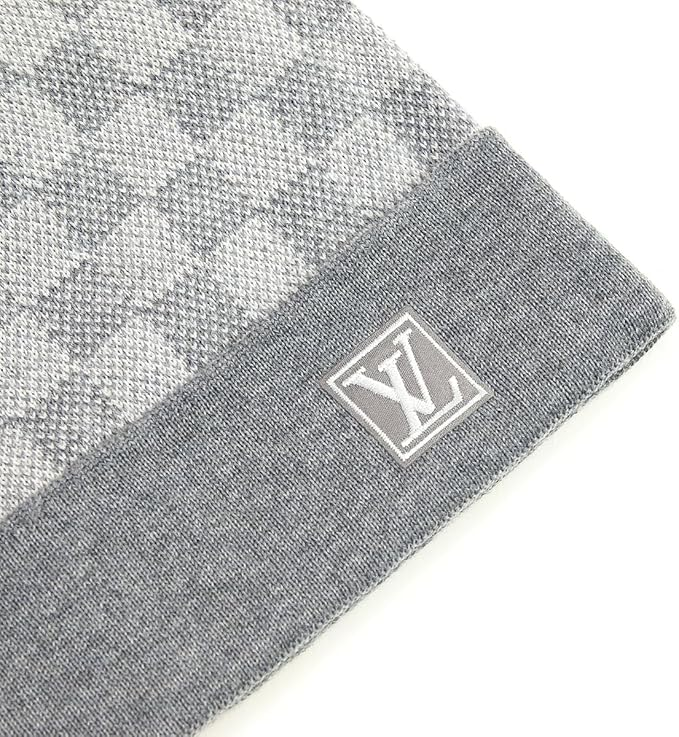 Louis Vuitton LV Petit Damier Label Gray Beanie