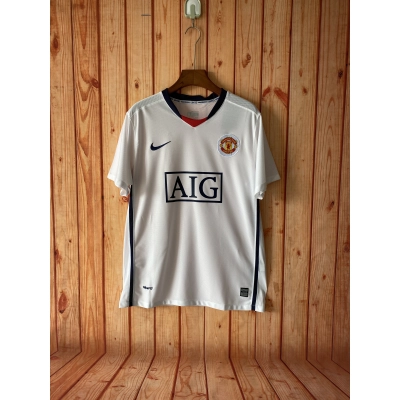 Manchester United 2008/09 Mens Retro White League Edition Away Jersey 01