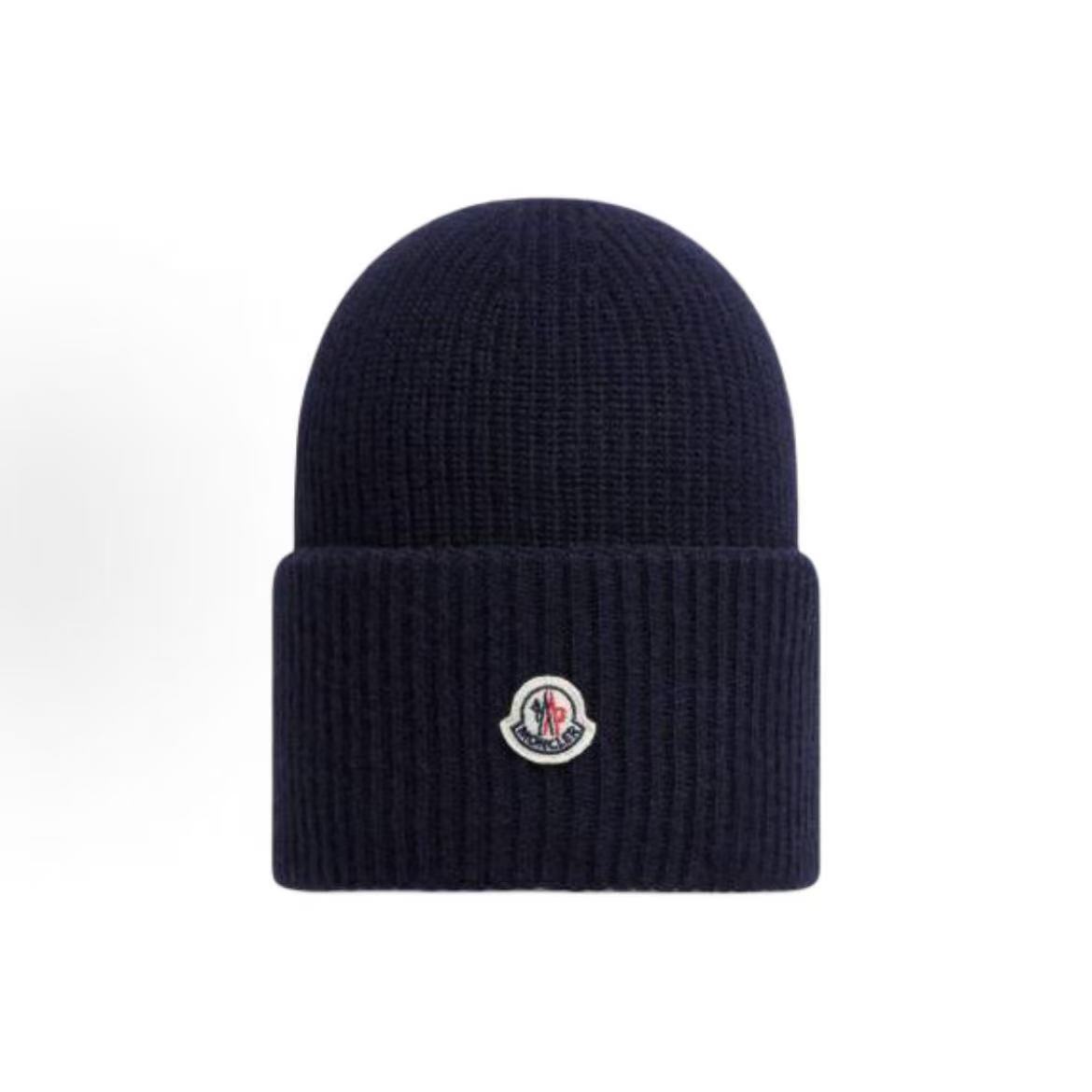 Moncler Cashmere Blend Beanie Navy Blue