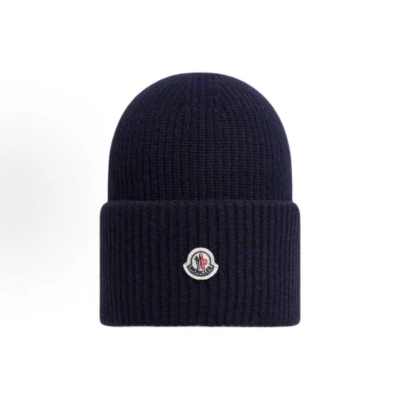 Moncler Cashmere Blend Beanie Navy Blue 01