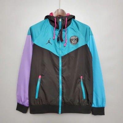 Paris Saint-Germain 2020/21 Mens Black/Blue/Purple Windbreaker Jacket 01