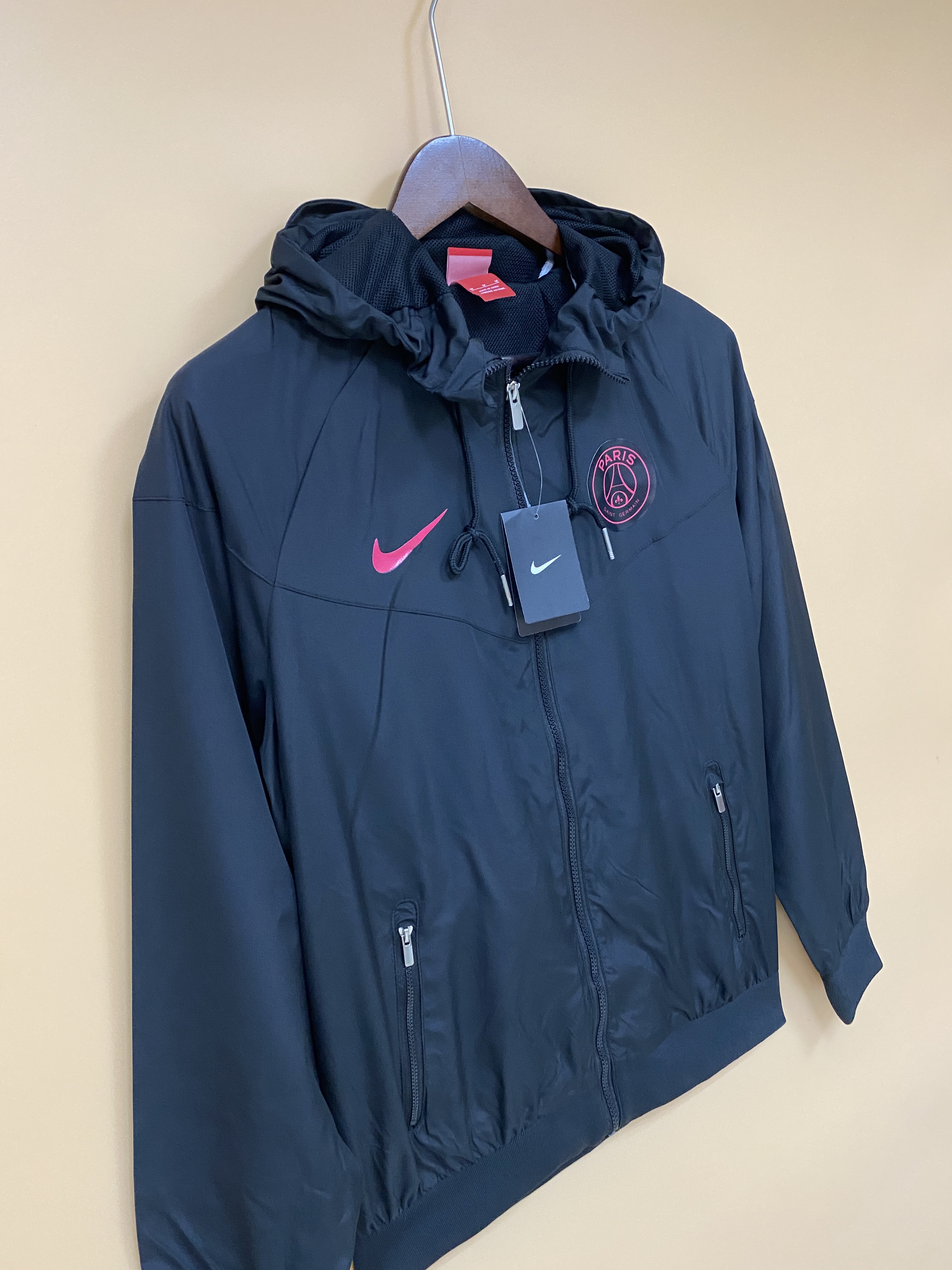 Paris Saint-Germain Mens Black Windbreaker Jacket