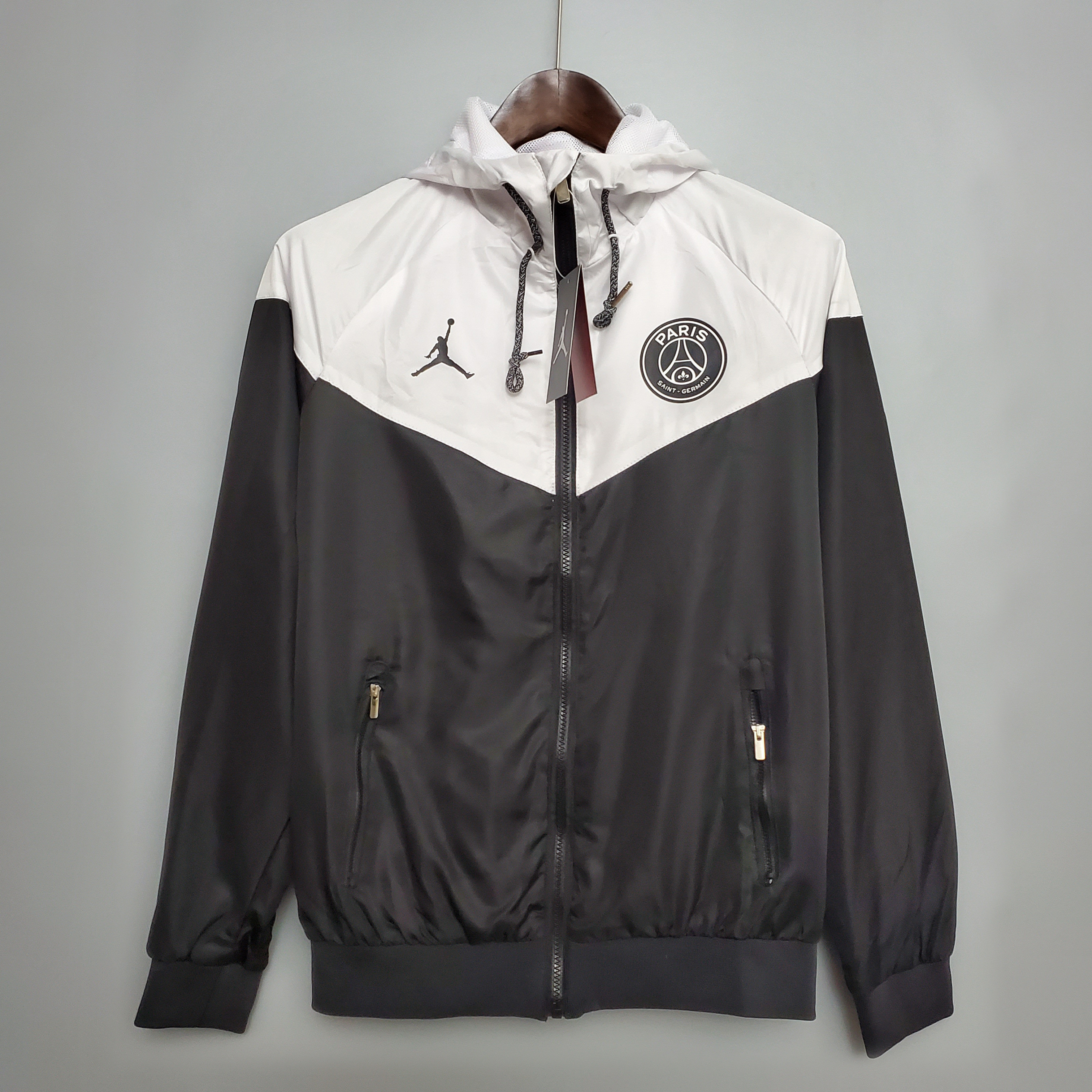 Paris Saint-Germain Mens Classic Black/White Windbreaker Jacket