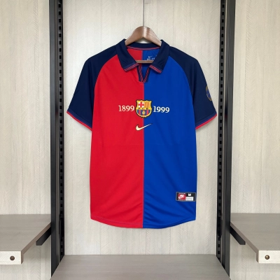 Barcelona 99/00 Mens Retro 100th Anniversary Home Jersey 01