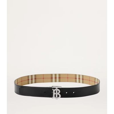 Burberry Leather and Check Reversible TB Belt 02