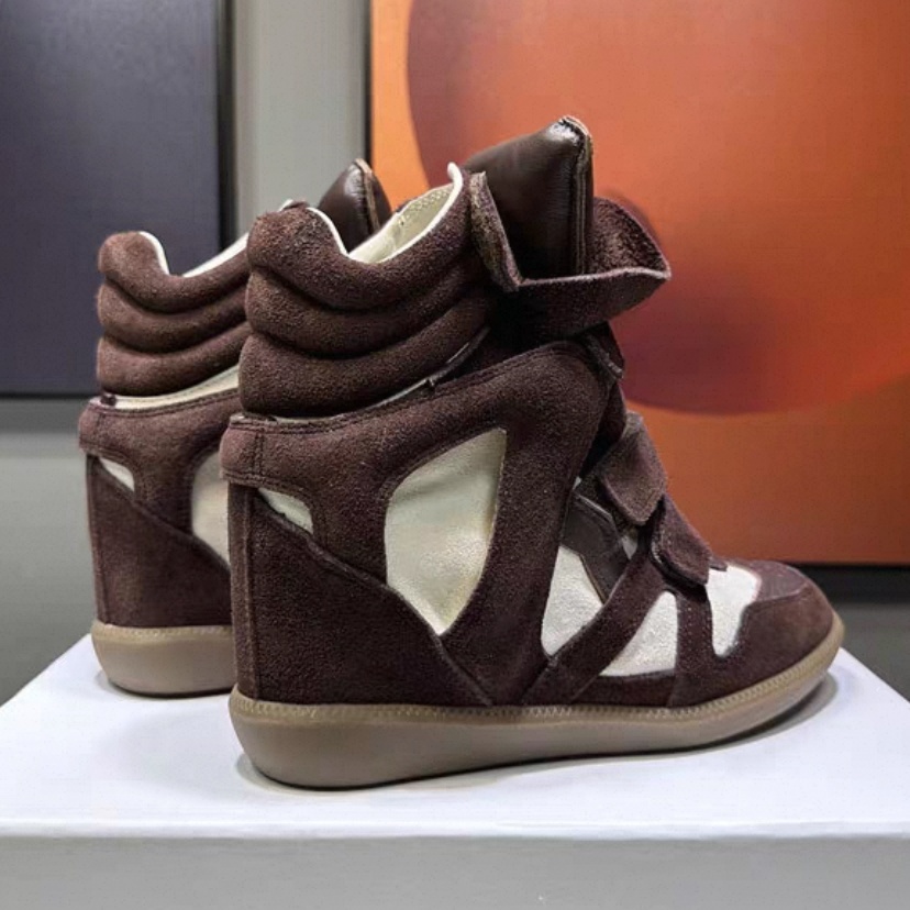 Isabel Marant Bekett Leather Wedge Sneakers Burgundy