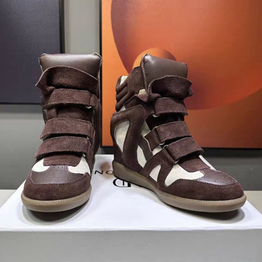 Isabel Marant Bekett Leather Wedge Sneakers Burgundy