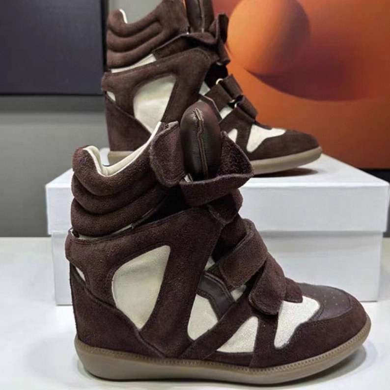 Isabel Marant Bekett Leather Wedge Sneakers Burgundy