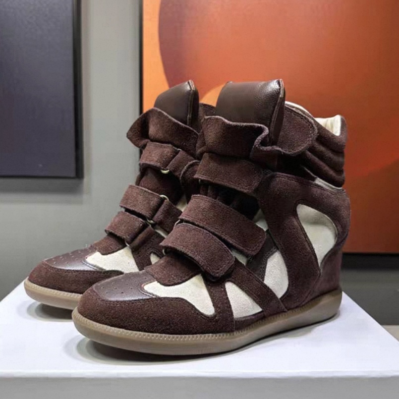Isabel Marant Bekett Leather Wedge Sneakers Burgundy