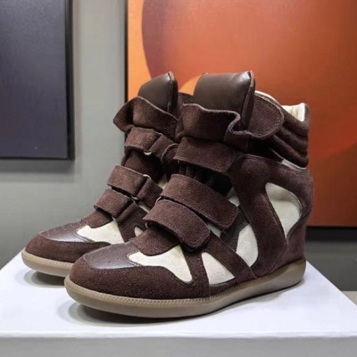 Isabel Marant Bekett Leather Wedge Sneakers Burgundy 01
