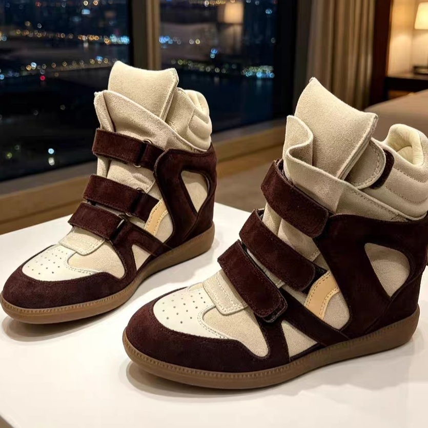Isabel Marant Bekett Leather Wedge Sneakers White & Wine