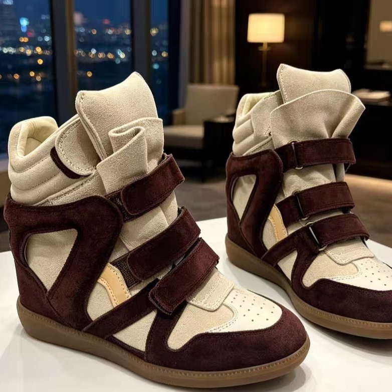 Isabel Marant Bekett Leather Wedge Sneakers White & Wine