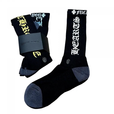 Chrome Hearts CH Socks Black Blue Logo/ White Logo/Yellow Logo 02